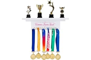 SUPERDANT Espositore per Trofei e Medaglie Scaffale per Trofei in Legno con Ganci Espositore da Tavolo Scaffale per Trofei Ganci per Medaglie Montaggio A Parete in Legno Atleti Vincitori