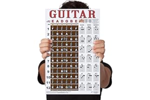 A New Song Music Laminiertes Gitarren-Akkord & Griffbrett Note Chart Anleitung Easy Poster für Anfänger Akkorde & Noten 27,9 x 43,2 cm