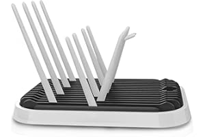 Minismus Flexen Rack per biberon e biberon - Scola biberon con vaschetta raccogligocce - Flexen Stendino per bebè Flexen Nero/Bianco