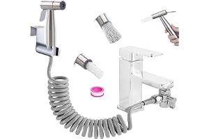 Bidet rostfritt stål handdusch-set, toalettspruta med dubbelbrytare Dual-läge (Jet/Stream) med vattenkransdispenser, fjäderslangkrok, vattenkransdispenser, badrumshygien och blöjrening