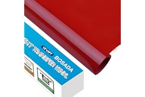 BOSADA Heat Transfer Vinyl 12" x 5ft PU Red HTV Vinyl Iron on Vinyl for Cricut and DIY T-Shirt Clothing Hats Pillows Fabric