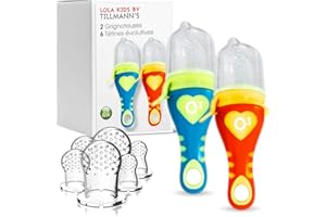 Tetine Grignoteuse Bebe/ 2 Grignoteuses + 6 Tetines fruit Evolutives/En Silicone Medical et Sans Bisphénol A/Anneau d'Alimentation soulage les gencives