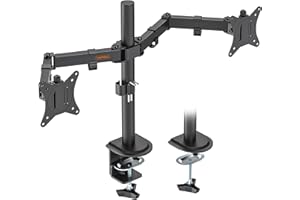 VonHaus Dual Monitor Stand for 13-32" Screens, Twin Monitor Mount with Desk Clamp, Height Adjustable, Easy Assemble Stand with Full Tilt, Rotation & Swivel Arms, VESA: 75x75 & 100x100mm