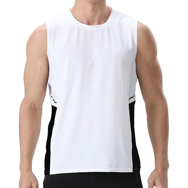 Tee-shirt Sans Manches Coton été Basique Col Rond Débardeur Homme Col Rond Blanc - Coton Recyclé Coupe Droite Vêtement Casual Confortable