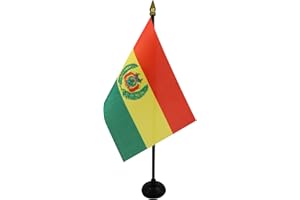 AZ FLAG Bandera de Mesa de Bolivia 15x10cm - BANDERINA de DESPACHO BOLIVIANA 10 x 15 cm Punta Dorada