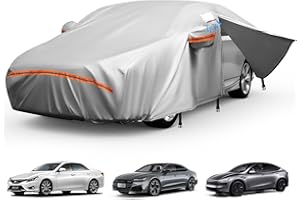 GRABADO 8 Layers Car Cover Waterproof All Weather,Heavy Duty Outdoor Car Covers for Automobiles with Door Zipper and Cotton Lining，Full Exterior Covers Weatherproof Fits for Audi A4 A5,2007-2025 BMW 3 Series