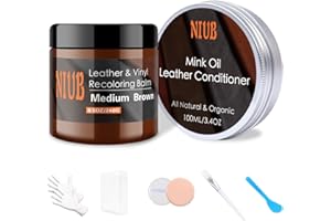NIUB Leather Recoloring Balm, 8Oz Medium Brown with Oil Leather Color Restorer, Leather Scratch Remover, Leather Restorer for Couches,Furniture,Leather Shoes, Leather Couch Paint,Leather Balm