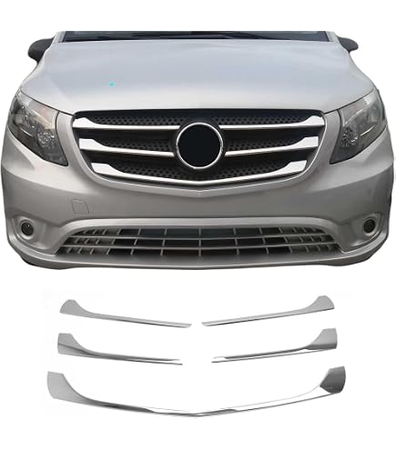 Lot De 5 Garnitures De Calandre Avant Chromées En Inox – Mercedes Vito W447 (à Partir De 2020) – Look Premium Facile à Poser