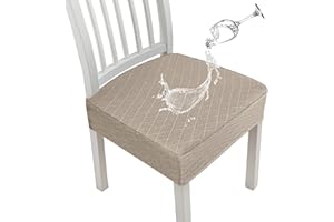 JUNZHE Diamond Lattice - Fundas Impermeables para Asientos de sillas para sillas de Comedor,Cocina, Fundas extraíbles y Lavables para Cojines de Asiento de Silla (Caqui,4 Piezas)