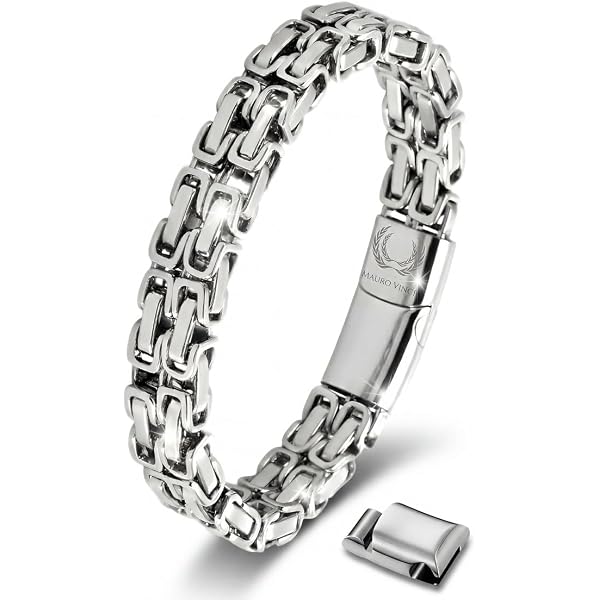 LUCKY2+7 Bracciali da uomo-Bracciale da uomo con chiusura magnetica in acciaio inox e catena franco