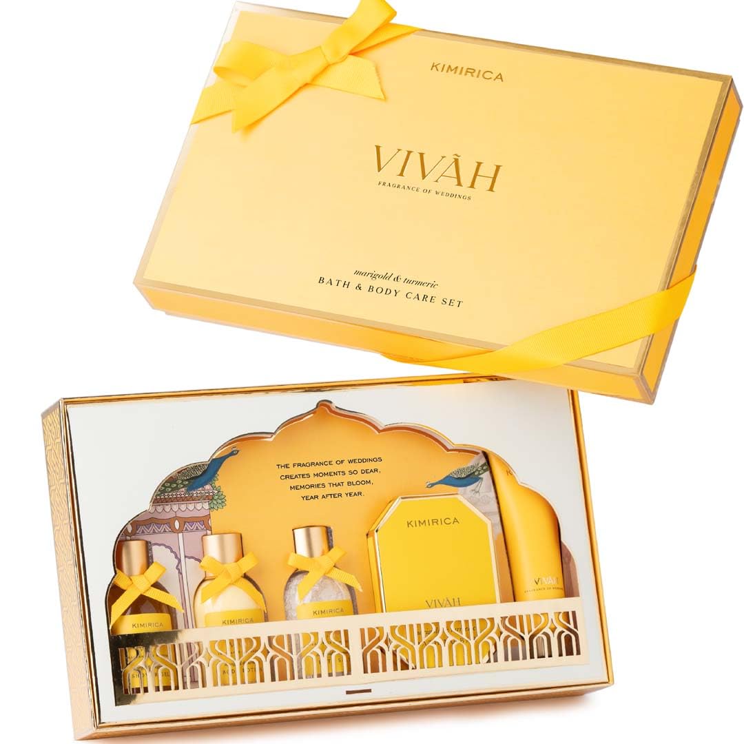 Kimirica Vivah Experience Wedding gift set for couple| Uniquely Crafted Wedding Gifts contains Body wash, Body Lotion, Bath S