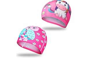 HAZMA 2 Pezzi Cuffia Piscina Bambino, Modello Dei Cartoni Animati Cuffie Piscina Bambini, Cuffia Nuoto Bambino, Cuffia Piscina Neonato, Cuffia Nuoto Per Bimbino Ragazzi Ragazze Età 4-12
