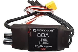 Flycolor 80A ESC 3-6S Elettrico Geschwindigkeitsregler 5 V/6 V/7,4 V 5A BEC con XT60 & 3,5mm Bullet Plugs für RC Drohne Flugzeug Bürstenlose Motore