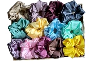 Premium scrunchies satin silk combo and ponytail holder for girls, women (Pack of 10) Multicolour
