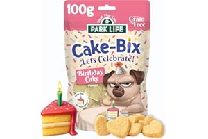 TREAT, PLAY, LOVE 2018 PARK LIFE PARK LiFE - Cake BixBirthday Cake Flavour Dog Biscuits, Dog Treat, Puppy Friendly, Nutritious Snack 100g Pouch