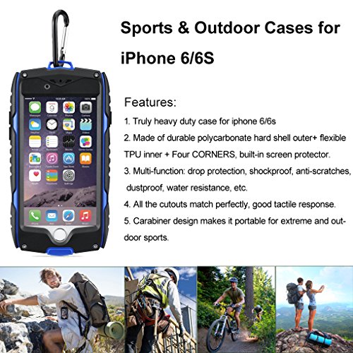 iPhone 6S Funda  longrise Outdoor Sports iPhone 6s Defender       Carcasa con protector de pantalla integrado Heavy Duty       Carcasa para iPhone 6  de 4 7  pulgadas