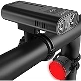 EILIOC 6400mAh Bike Lights Front and Back,USB C Rechargeable Bicycle light Super Bright 2400 Lumen Cycle lights Waterproof Le