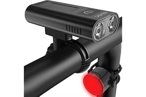 EILIOC 6400mAh Bike Lights Front and Back,USB C Rechargeable Bicycle light Super Bright 2400 Lumen Cycle lights Waterproof Led Bike Headlight and Taillight Set for Road/MTB