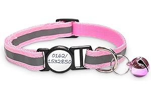Girafus Katzenhalsband mit Sicherheitsverschluss / 5xSticker für Namen,Tel.nr Halsband Katze mit Glöckchen/Reflektierend/für Girafus Tracker Sicherheitshalsband Katzen Rosa