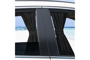 ‎EJOYOUS Autofensterrollo, 2 Stück Auto-Seitenfenster Sonnenschutzvorhänge, Verstellbarer Sonnenschutz Visier Volantvorhang zum Stillen Schlafen Umziehen Camping(Schwarz)