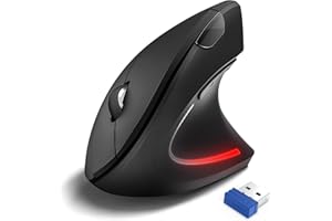 TECKNET Ergonomiczna Bezprzewodowa Mysz, Bezprzewodowa Pionowa Mysz 4800DPI z 6 Cichymi Przyciskami, 5 Regulowanych Poziomów DPI, 24 Miesiące Żywotności Baterii, Optyczna Mysz dla Laptopa, PC (Czarny)