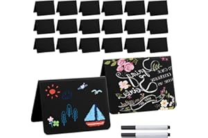 FENGQ Kunststoff Buffet Schilder, 20 Stück Mini Kreidetafel Set, Preisschilder Aufsteller, Mini Kreidetafeln zum Beschriften, für Bäckerei, Namensschild für Hochzeit, 7.5 x 10cm (Schwarz/V Form)
