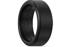 King Will Men's Silicone Wedding Rings, 8 mm Comfort Fit with Unique Inner Groove Design, Rubber Engagement Rings for Daily Wear and Activities, Black & Orange