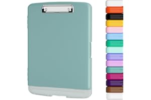 Piasoenc Porte-bloc avec rangement, porte-stylo et classeur légal A4, en plastique résistant, à ouverture latérale, clip à profil bas, pour infirmières, enseignants, juristes, sarcelle