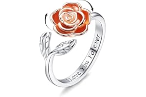 MILACOLATO Anillo Antiestres Giratorio Para Mujer Niñas Plata 925 Abierto Ajustable CZ Girasol Sol Flor Mariposa Luna Estrella Rosa Anillo Ansiedad Fidget Ring Anxiety Ring Joyería Regalo