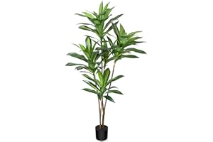 CROSOFMI Sztuczne drzewko smocze 150 cm, sztuczne tropikalne, plastikowe, idealne sztuczne rośliny w doniczce, dekoracja do salonu, balkonu, sypialni, biura, idealny prezent na parapetówkę