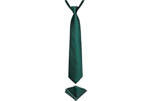 DiBanGu Pretied Tie for Boys Silk Necktie and Pocket Square Set for Age 7-15