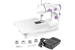 JNBGTU Small Sewing Machine for Kids Beginners, Mini Electric Sewing Machine - Dual Power Modes, Dual Control and LED Lighting, Portable, Perfect for DIY, Home Use, and Crafts