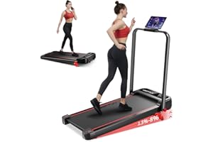 KEEP FUN Walking Pad with Incline, Walking Pad with Handle Bar 3 Level Incline, 300 Lbs Walking Pad Foldable for Home Office, Under Desk Treadmill with LED Display Remote Control & APP