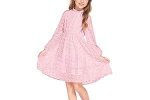 Arshiner Vestidos para niñas Vestido de Fiesta con Cuello con Volantes y Mangas Acampanadas con Lunares suizos Vestido Informal para niñas 5T-13Y