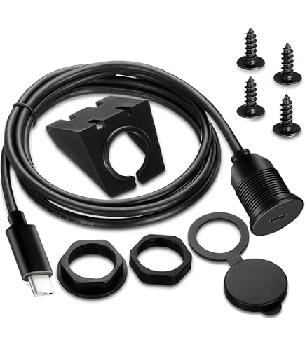 TNP Cavo USB Da Montaggio A Filo Con Fibbia, Doppia Presa USB, Resistente All'acqua, Lunghezza 1,8 Mt, Per Auto, Barca, Moto, Camper