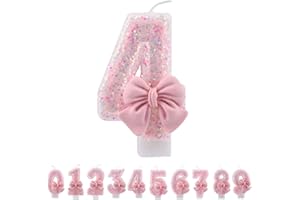 ‎ALLAVA ALLVA Kerzen Geburtstag 4, Geburtstagskerzen Zahlen Mädchen, Glitzernde Kerze 4, Geburtstagskerzen für Kinder, Erwachsene,Geburtstagsfeier, Jubiläum, Meilenstein (7,5cm, Rosa)