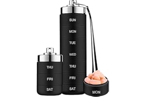 Mossime Metalowy organizer na pigułki, 7-dniowy, wodoodporny podróżny pojemnik na tabletki, duży pojemnik na tabletki ze stopu aluminium, bez BPA, tygodniowy, codzienny organizer na leki na witaminę