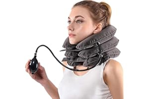 S Halswirbel-Nackentraktionsgerät zur sofortigen Linderung von Nackenschmerzen – Aufblasbarer & verstellbarer Nackendehner, Nackenstützstütze, Nacken-Traktionskissen für den Heimgebrauch,