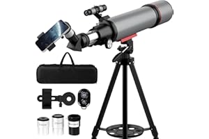 Aurosports Astronomie Teleskop Erwachsene - 90mm Aperture 600mm Refraktor Teleskop Kinder - Kinder Teleskope inklusive Linsen Handyhalterung Tragbares Stativ