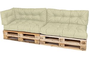 ‎TEXDEKO TexDeko® Garden Palettenkissen 120x80x18cm wasserabweisend UV - beständig In- & Outdoor Premium Sitzkissen gesteppt Palettenauflage für Europaletten (5-TLG Set, Sand)