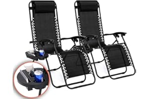 AMD Nexus | Zero Gravity Chair | Heavy Duty Textoline | Outdoor & Garden Sunloungers | Reclining & Folding Chair with Cup Holder and Headrest Pillow