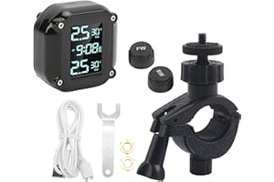 YCTZE di Monitoraggio della Pressione dei Pneumatici di Monitoraggio della Pressione dei Pneumatici per Motociclette con 2 Sensori Schermo LCD di Ricarica USB IP67 TPMS