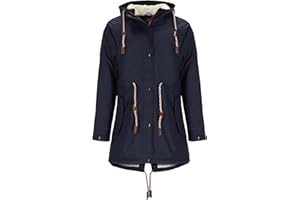 modAS Damen Regenmantel aus PU - Frauen Regenjacke gefüttert mit Teddy-Fleece Futter wasserdicht