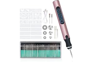 DRISUBT Elektryczny pisak do grawerowania, zestaw narzędzi do grawerowania, zestaw narzędzi do grawerowania, bezprzewodowe urządzenie do grawerowania z wiertłami i szablonami do rzeźbienia w szkle, drewnie,