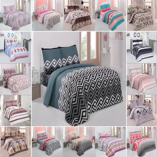 Preisvergleich Produktbild Buymax Bettwäsche 200x220 cm, Kopfkissenbezug 80x80 cm 3 teilig Bettgarnitur Bettbezug Deckenbezug Baumwolle mit Reißverschluss Oeko-Tex