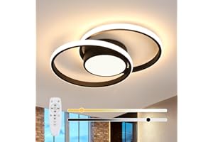 SENQIU Ściemniana lampa sufitowa LED, 40 W okrągła nowoczesna lampa sufitowa, żyrandol LED z pilotem do salonu, sypialni, biura kuchni, 3000 K - 6500K, czarny