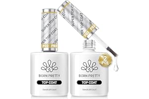 Born Pretty No Wipe Top Gel Coat Smalto Semipermanente - Smalti per Unghie per Manicure soak off nail art 15 ml 2PCS