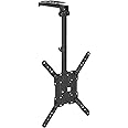 Mount Plus CM344 Flip Down TV and Monitor Roof Ceiling Mount | Fits Flat TV 23 to 55 Inches | VESA Compatible 200x200, 400x400 | Height Adjustable | Pitched Roof