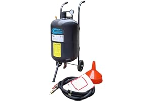SWITZER FoxHunter 10 Gallon Sandblaster Equipped with Nozzle Shut-Off Valve Pressure Gauge Ceramic Nozzle 2.5m Hose Filling Funnel Watertrap 6" Rubber Wheels and Can Vas Hood