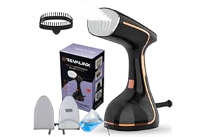 REVALINX Plancha Vertical Vapor 1800W, Portátil y de Mano 2 en 1 con Pantalla LCD, Depósito 320ml, Antigoteo, Calentamiento Rápido – Steamer para Ropa Viaje y Hogar